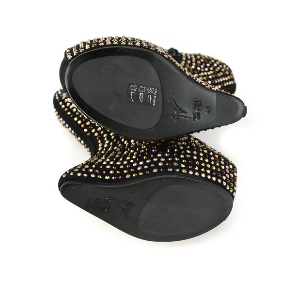 GIUSEPPE ZANOTTI: Black Leather & Crystals Booties - Picture 9 of 10